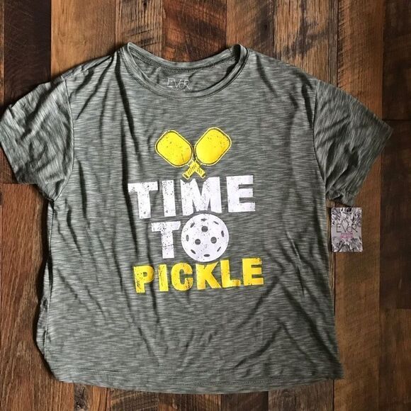 Pickle Ball cropped t-shirt EVCR size Large green New with tags activewear - Picture 3 of 5